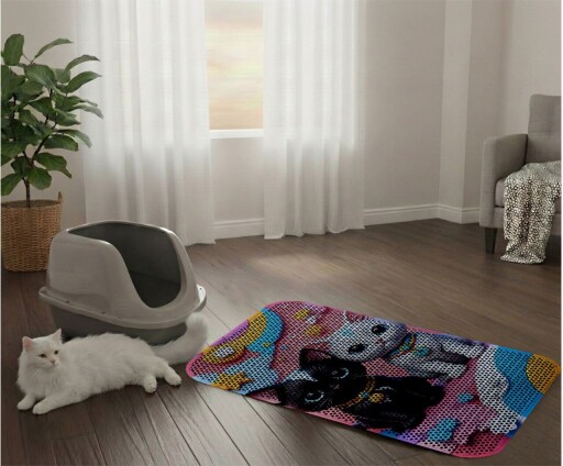 Covoras litiera pentru colectarea granulelor de nisip, Paws &amp; Whiskers, Cat Lıtter Mat 61, Multicolor