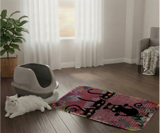 Covoras litiera pentru colectarea granulelor de nisip, Paws &amp; Whiskers, Cat Lıtter Mat 63, Multicolor