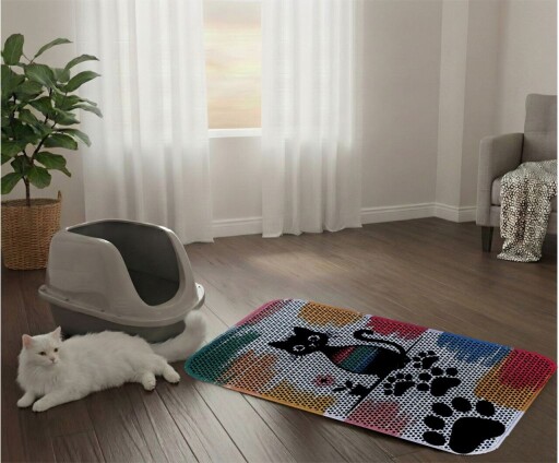 Covoras litiera pentru colectarea granulelor de nisip, Paws &amp; Whiskers, Cat Lıtter Mat 68, Multicolor