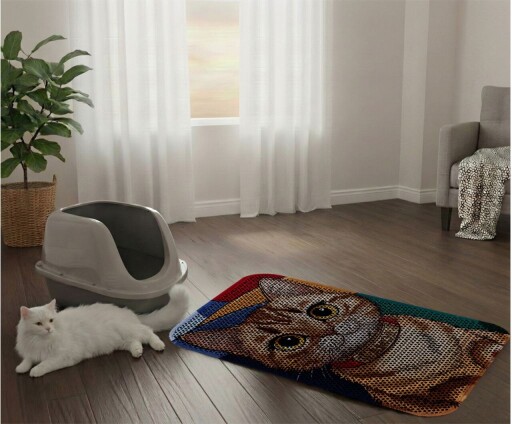 Covoras litiera pentru colectarea granulelor de nisip, Paws &amp; Whiskers, Cat Lıtter Mat 72, Multicolor