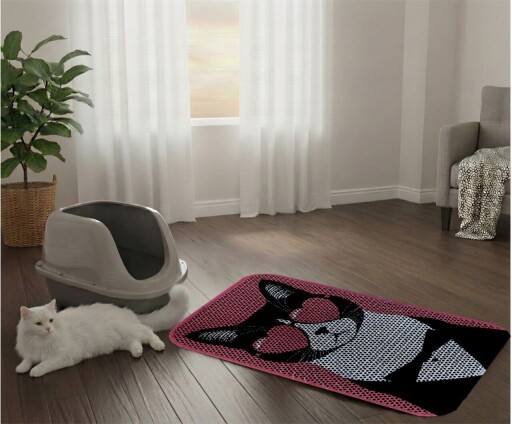 Covoras litiera pentru colectarea granulelor de nisip, Paws &amp; Whiskers, Cat Lıtter Mat 73, Multicolor