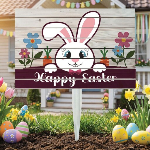 Semn de curte, Easter Greeting Bunny, 58x38 cm, Multicolor