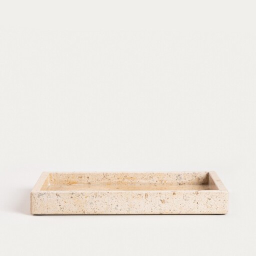 Tava decorativa Marmuri, Homla, 25x15x3 cm, marmura, bej