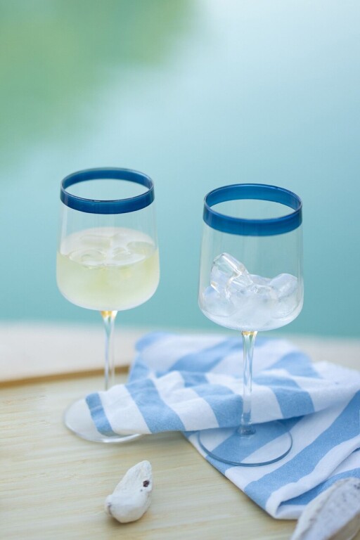Set de pahare de vin, Hermia, 127RKL1195, Transparent / Albastru