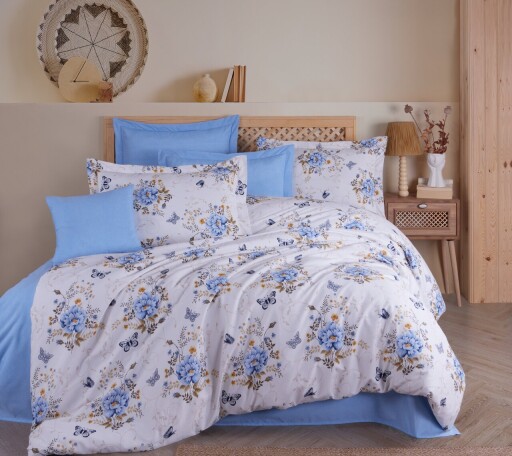 Lenjerie de pat pentru o persoana Single XL (DE), L'essentiel Maison, Aylin, Blue / White / Brown