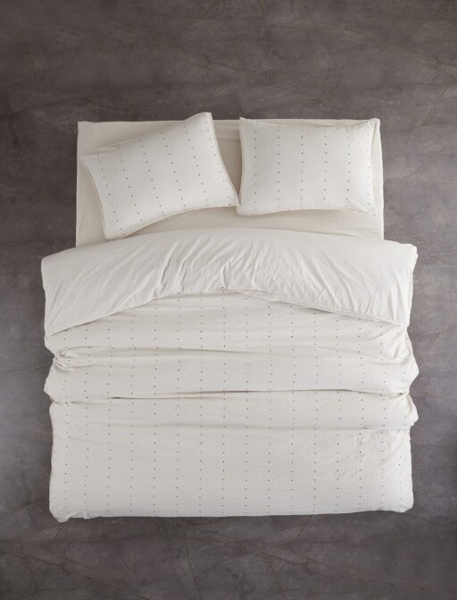 Lenjerie de pat dubla King (FR), L'essentiel Maison, Encorte, Crem/Negru