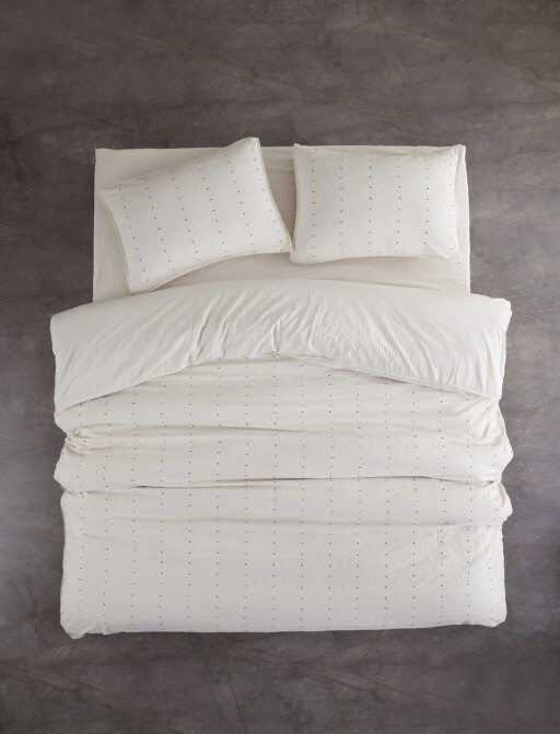 Lenjerie de pat dubla Super King (FR), L'essentiel Maison, Encorte, Crem/Negru