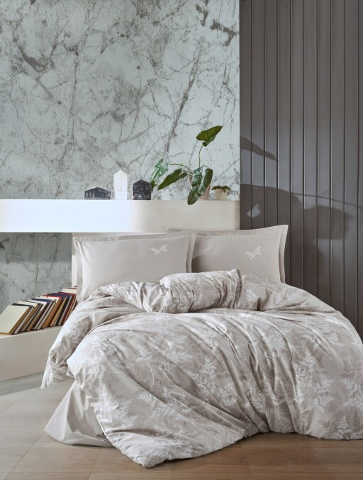 Lenjerie de pat pentru o persoana (FR), L'essentiel Maison, Natur v2, Bumbac Ranforce, Gri