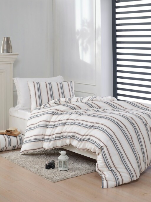 Set lenjerie de pat pentru o persoana Single XL (DE), 2 piese, L'essentiel Maison, Nairobi, Bumbac;Poliester, Crem