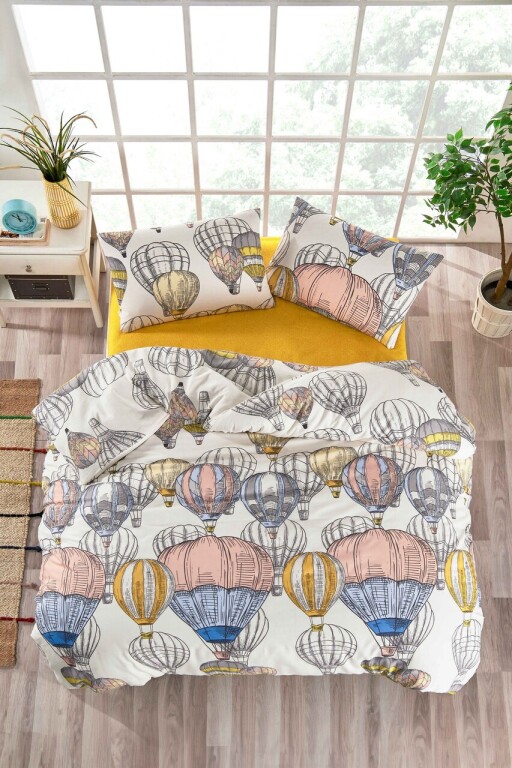Lenjerie de pat pentru o persoana (DE), L'essentiel Maison, Cappadocia Cotton, Muștar / Alb / Gri / Roz