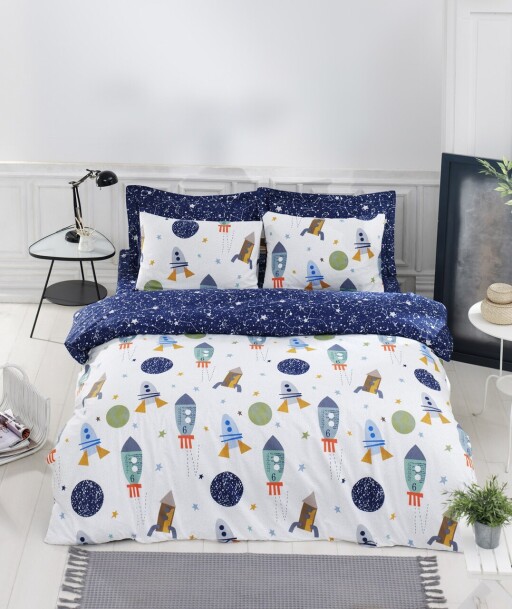 Lenjerie de pat dubla King (FR), 3 piese, L'essentiel Maison, Spacex, 65% bumbac/35% poliester, Multicolor