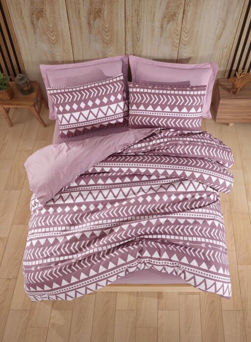 Lenjerie de pat dubla Super King (EU) (IT), 3 piese, L'essentiel Maison, Artec, 65% bumbac/35% poliester, Lila