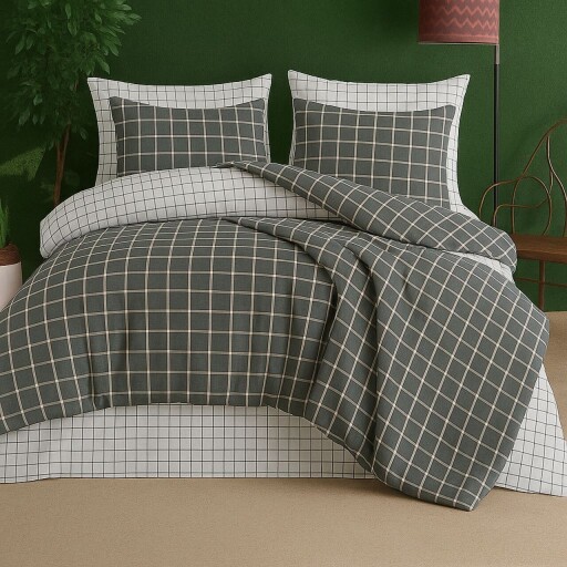 Lenjerie de pat dubla Super King (FR), 3 piese, L'essentiel Maison, Graph, Antracit