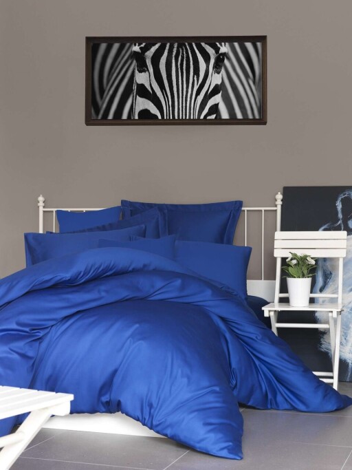 Lenjerie de pat dubla Super King (EU) (IT), 3 piese, L'essentiel Maison, De Dark Blue, Albastru inchis