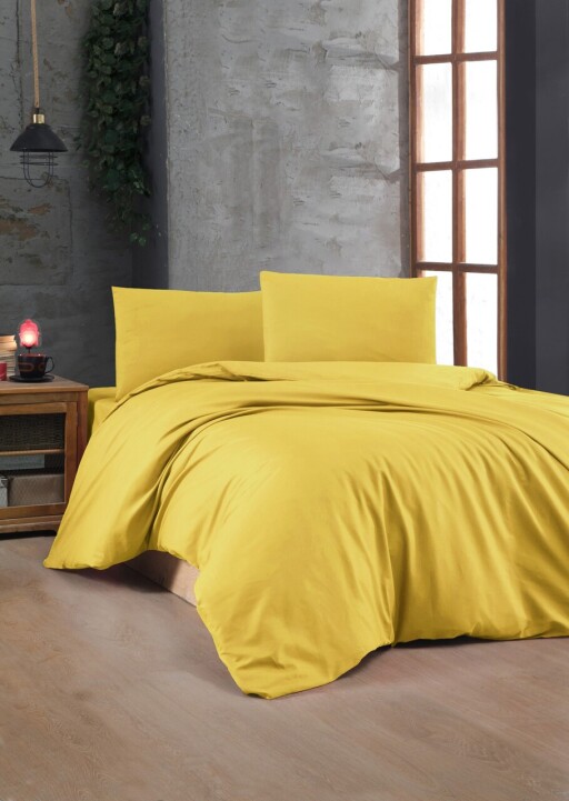 Lenjerie de pat dubla Super King (FR), L'essentiel Maison, Dark Yellow, Galben închis