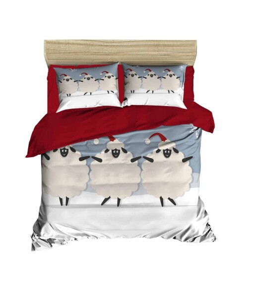 Lenjerie de pat dubla (DE), 3 piese, L'essentiel Maison, 466, Red / Blue / White / Black