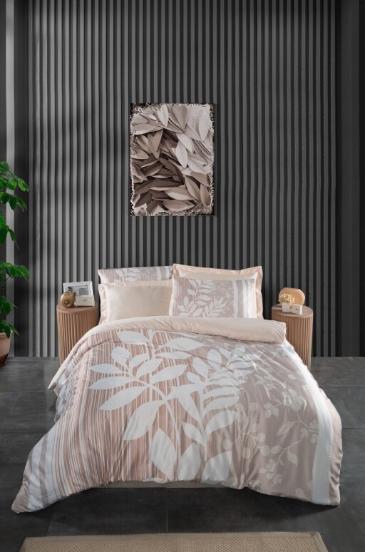 Lenjerie de pat dubla King (IT), 3 piese, L'essentiel Maison, 480, Crem/Alb