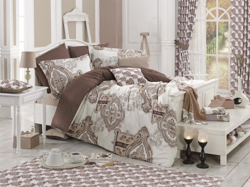 Lenjerie de pat dubla (EU) (IT), L'essentiel Maison, Noble, Brown / White / Cream
