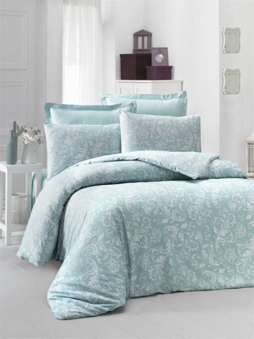 Lenjerie de pat pentru o persoana Single XXL (DE), L'essentiel Maison, Verano, Menta/Alb