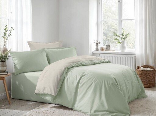 Lenjerie de pat pentru o persoana (DE), L'essentiel Maison, Light Green, Crem, Verde deschis, Crem