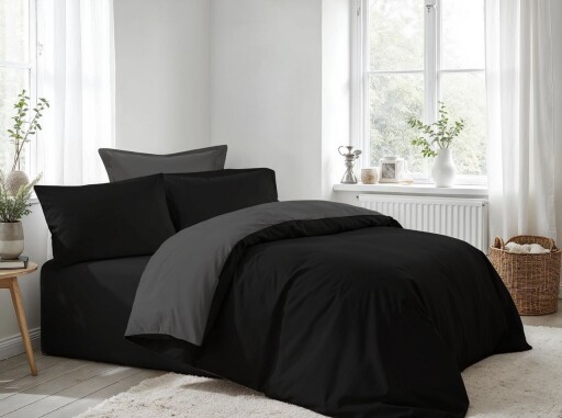 Lenjerie de pat dubla (DE), L'essentiel Maison, Black, Antracit, Negru / Antracit