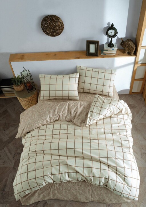 Lenjerie de pat dubla Super King (EU) (IT), L'essentiel Maison, Kare, Crem