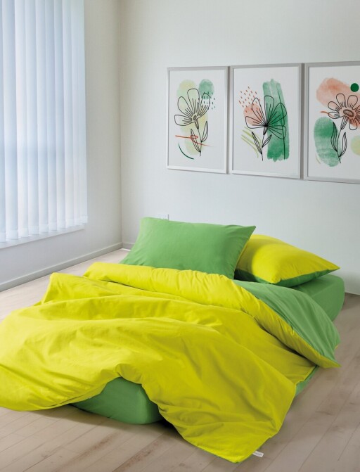 Lenjerie de pat dubla (DE), L'essentiel Maison, Sage, Galben verde