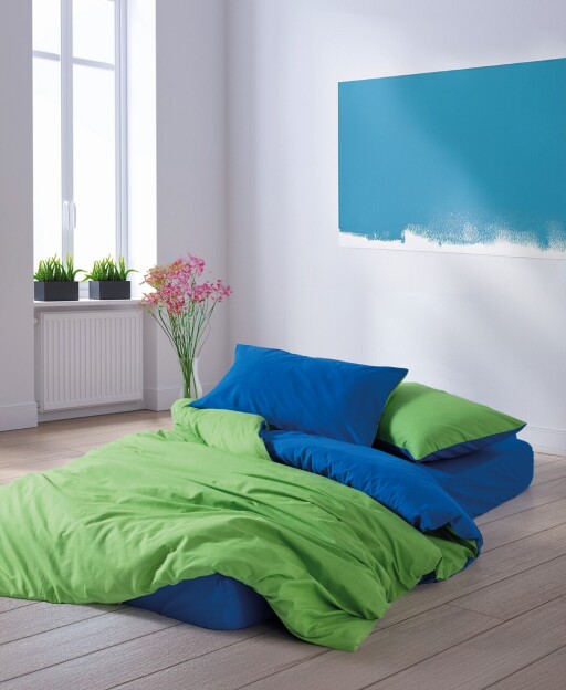 Lenjerie de pat dubla Super King (FR), L'essentiel Maison, Sage, Verde albastru