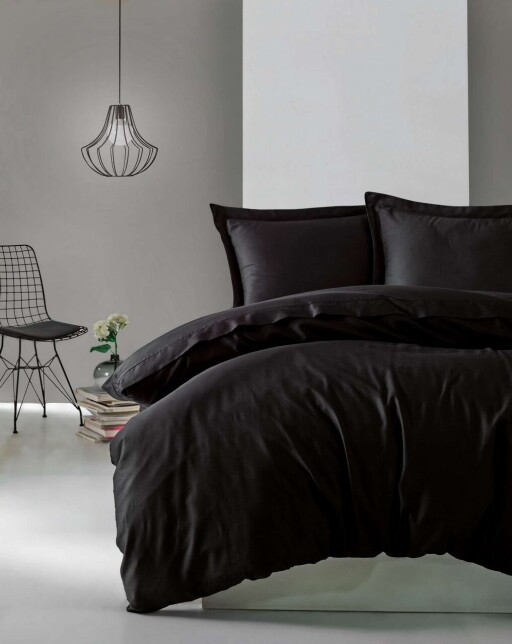 Lenjerie de pat pentru o persoana (FR), L'essentiel Maison, Elegant, Negru
