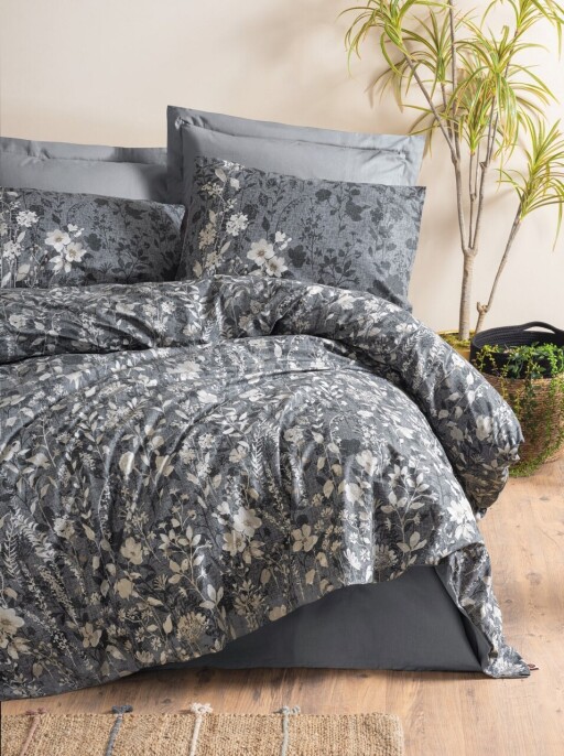 Lenjerie de pat dubla Super King (EU) (IT), L'essentiel Maison, Comely, Antracit