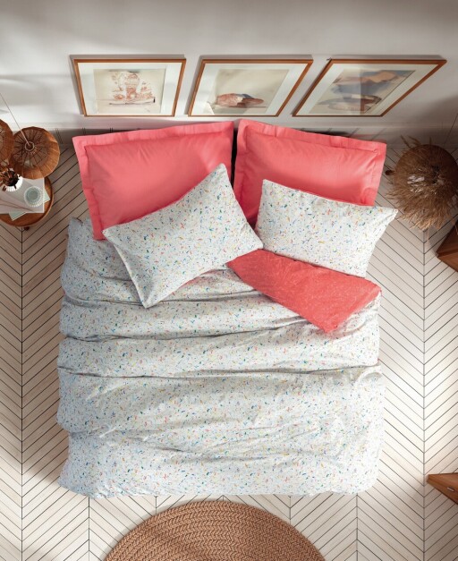 Lenjerie de pat dubla Super King (EU) (IT), L'essentiel Maison, Messy, Coral