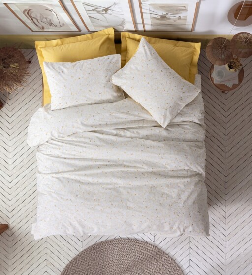 Lenjerie de pat dubla Super King (EU) (IT), L'essentiel Maison, Tiny, Galben mustar