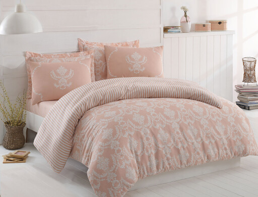 Lenjerie de pat dubla Super King (FR), 3 piese, L'essentiel Maison, Pure, Pulbere / Alb
