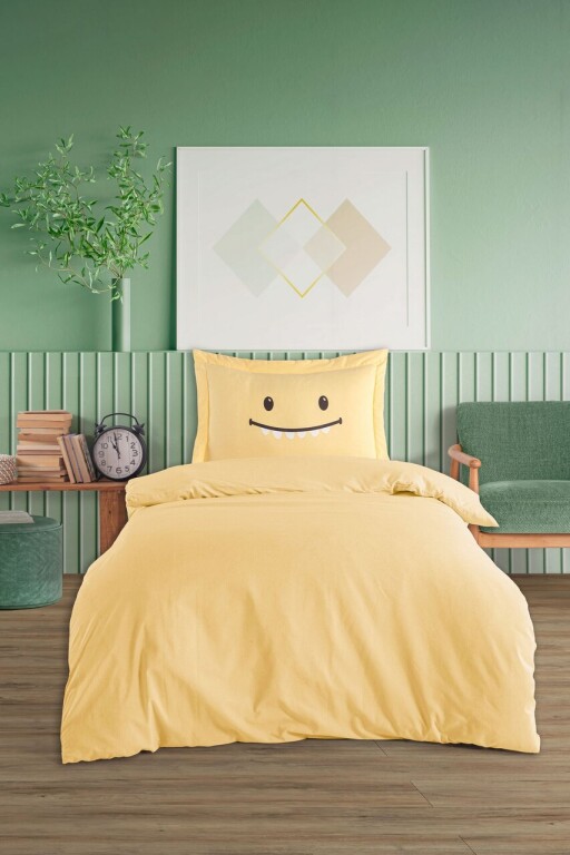 Lenjerie de pat dubla Super King (EU) (IT), 3 piese, L'essentiel Maison, Lububu, Galben