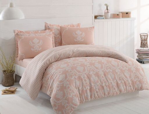 Lenjerie de pat dubla Super King (EU) (IT), 3 piese, L'essentiel Maison, Pure, Pulbere / Alb