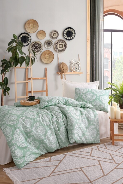 Set lenjerie de pat pentru o persoana Single XL (DE), 2 piese, L'essentiel Maison, Post, Apa Verde
