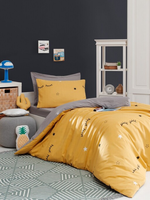 Set lenjerie de pat pentru o persoana Single XL (DE), 2 piese, L'essentiel Maison, Dide, Galben