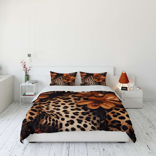 Lenjerie de pat dubla Super King (EU) (IT), 3 piese, L'essentiel Maison, FLW_DVT25-36, Multicolor