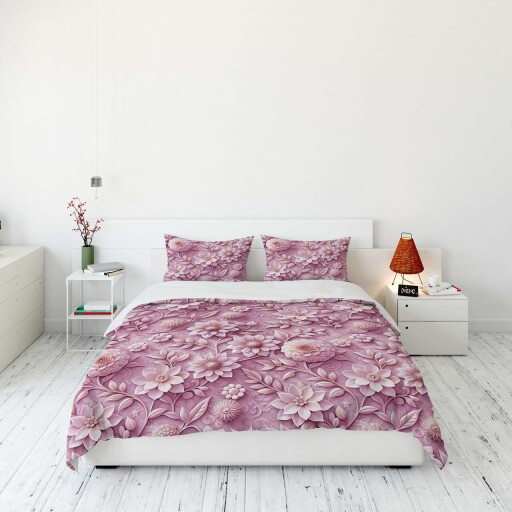 Lenjerie de pat dubla Super King (EU) (IT), 3 piese, L'essentiel Maison, FLW_DVT25-7, Multicolor
