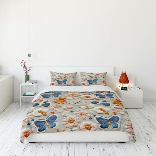 Lenjerie de pat dubla King (FR), 3 piese, L'essentiel Maison, FLW_DVT25-12, Multicolor