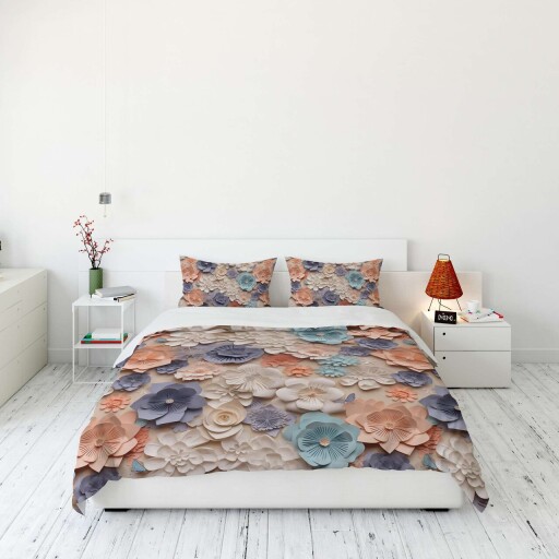 Lenjerie de pat dubla King (FR), 3 piese, L'essentiel Maison, FLW_DVT25-20, Multicolor