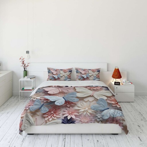 Lenjerie de pat dubla King (FR), 3 piese, L'essentiel Maison, FLW_DVT25-21, Multicolor