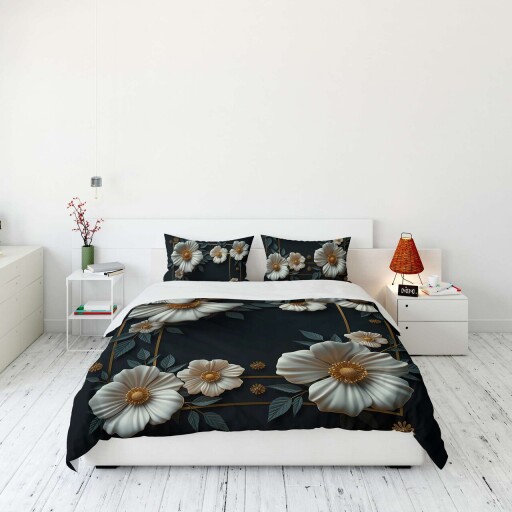 Lenjerie de pat dubla King (FR), 3 piese, L'essentiel Maison, FLW_DVT25-22, Multicolor