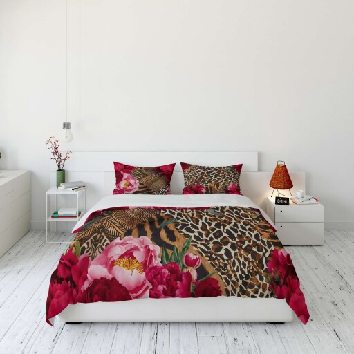 Lenjerie de pat dubla King (FR), 3 piese, L'essentiel Maison, FLW_DVT25-40, Multicolor