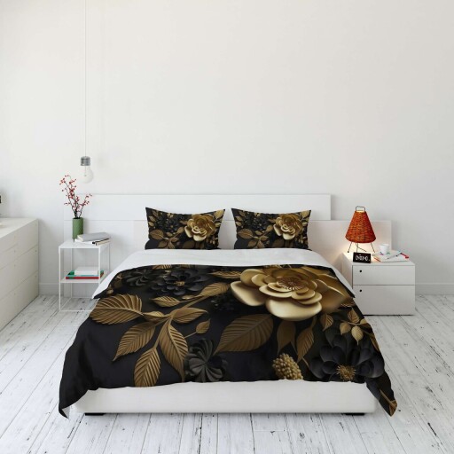 Lenjerie de pat dubla Super King (FR), 3 piese, L'essentiel Maison, FLW_DVT25-18, Multicolor