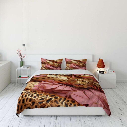Lenjerie de pat dubla Super King (FR), 3 piese, L'essentiel Maison, FLW_DVT25-37, Multicolor