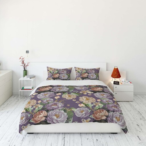 Lenjerie de pat dubla Super King (FR), 3 piese, L'essentiel Maison, FLW_DVT25-4, Multicolor