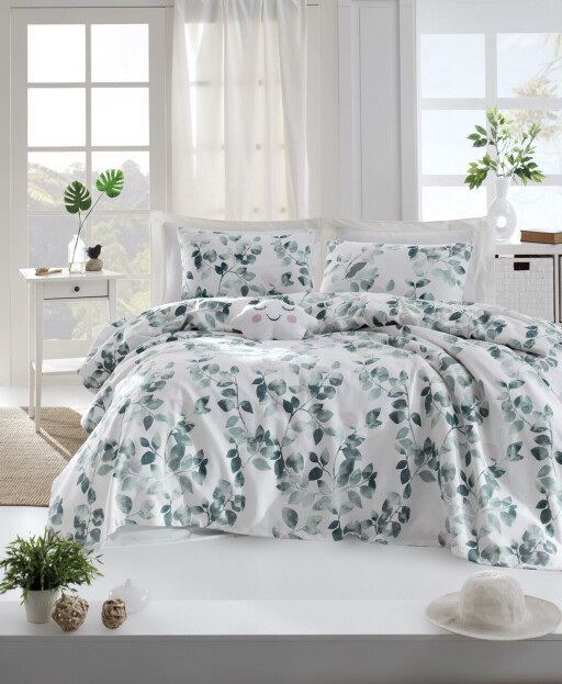 Cuvertura pique Single (FR), L'essentiel Maison, Sabine, Bumbac, Verde / Alb / Negru