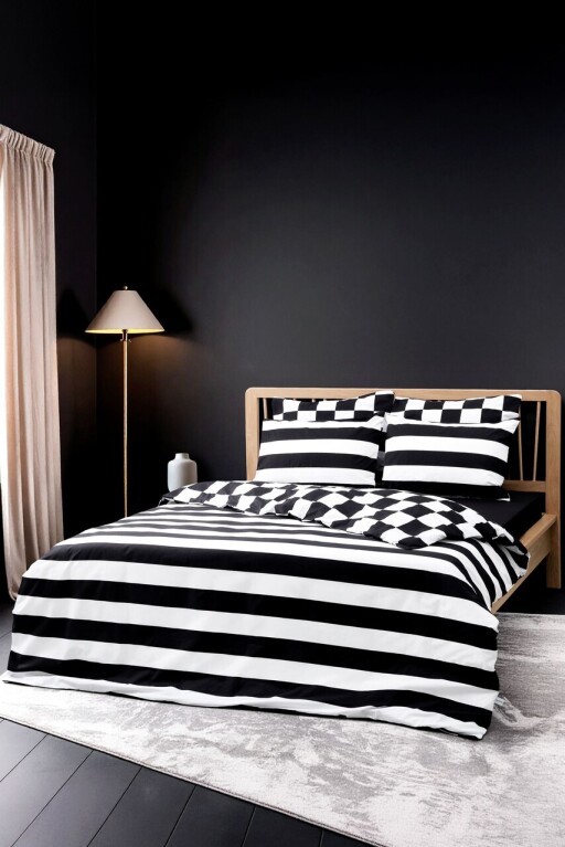 Lenjerie de pat dubla Super King (FR), L'essentiel Maison, Code, Negru