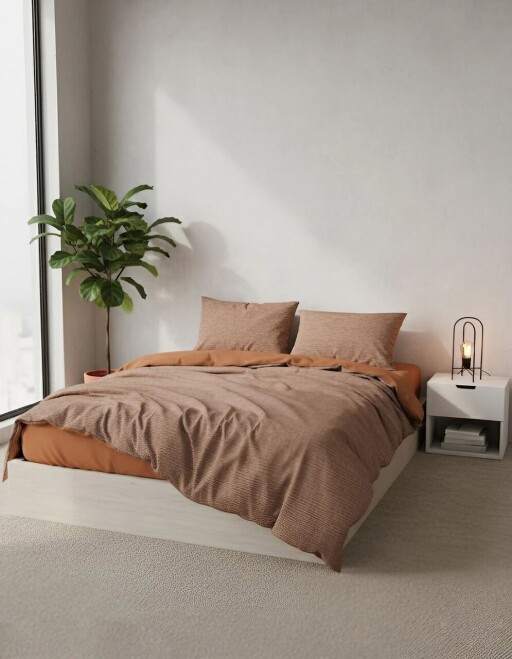Lenjerie de pat pentru o persoana Single XXL (DE), L'essentiel Maison, Oniks Kombin, Caramel / White